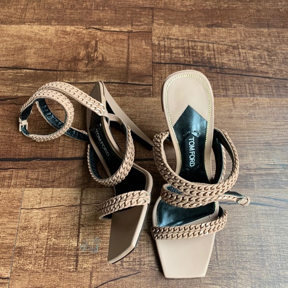 Tom Ford woven strappy fiber open toe tan sandals - Picture 13 of 16
